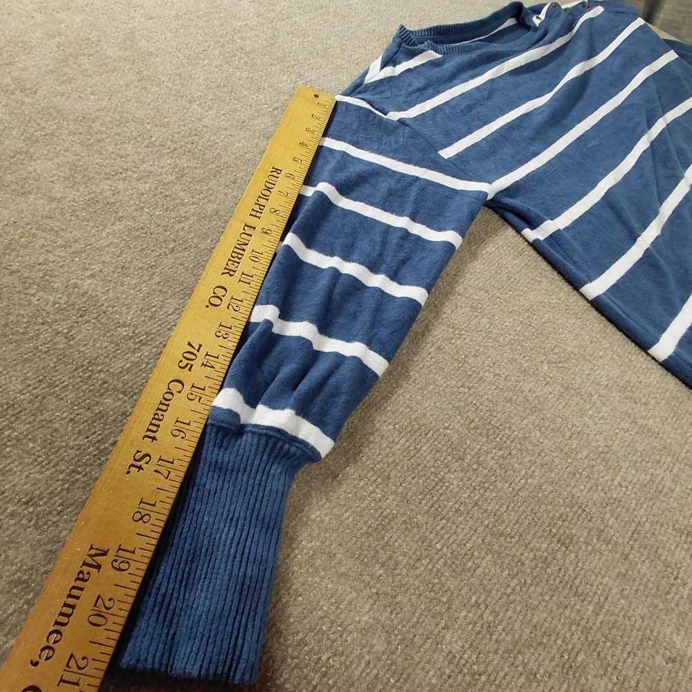 Sonoma Boat Neck Blue Stripe Sweater Pullover Women L Knit Long Sleeve Coastal - Picture 6 of 12